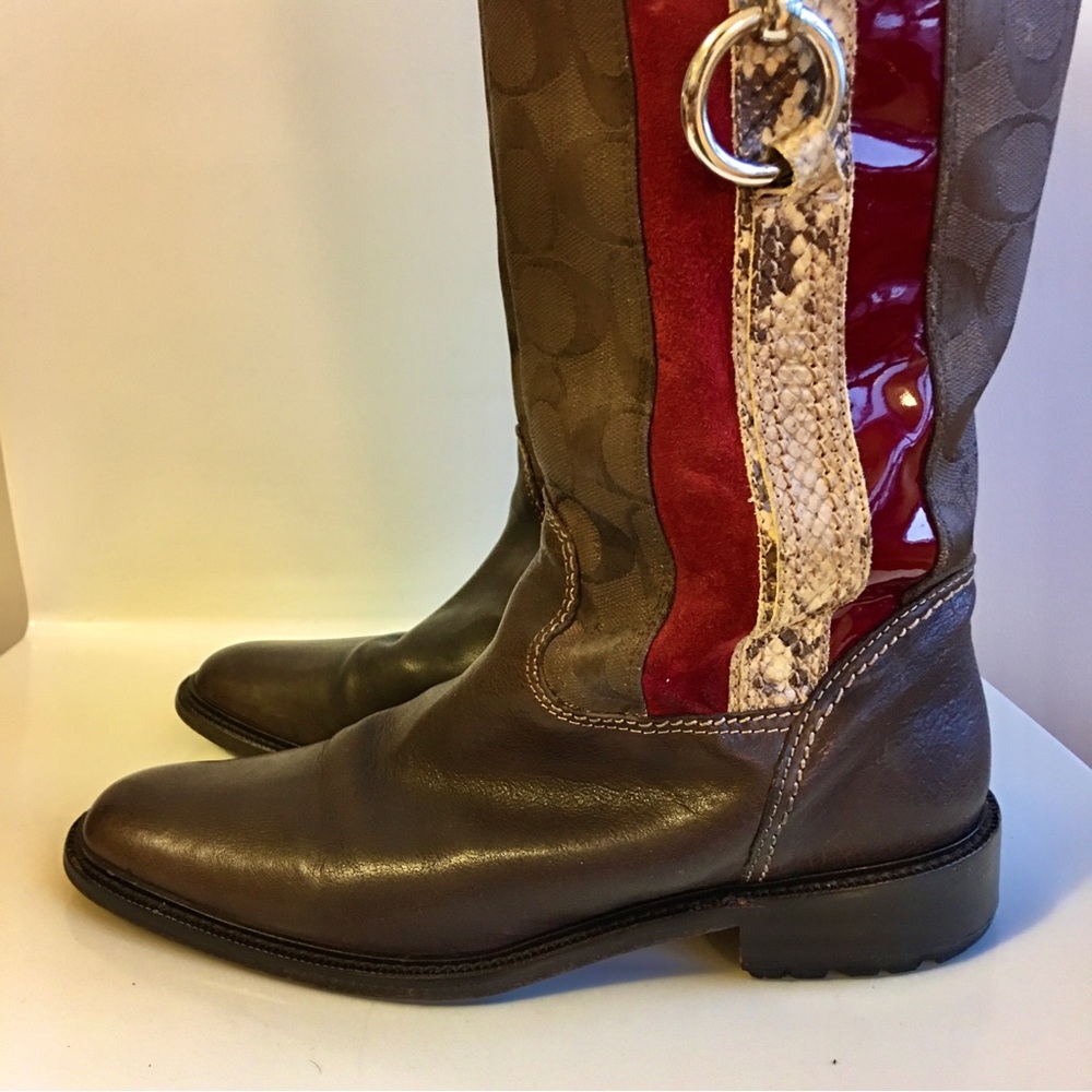 Coach ROCHELLE Pull on Signature Canvas Leather Riding Boots - Picture 6 of 16